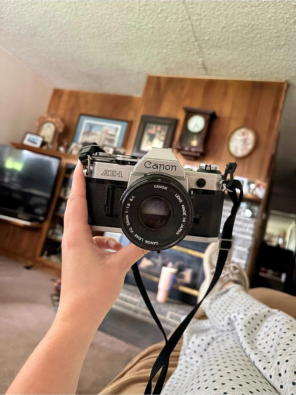 Canon AE-1 35mm SLR Film Camera with 50mm f/1.8 S.C. Lens Black & Silver